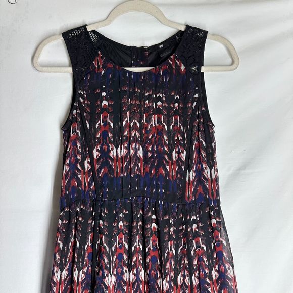 H&M Maxi Dress Sleeveless Multicolor Splited Fully Line Size 4 - Picture 3 of 8
